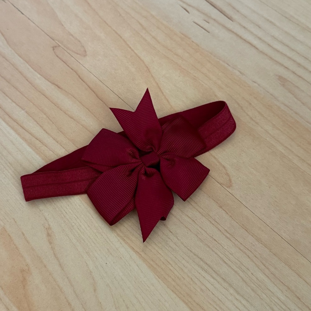 Dark red grosgrain bow headband